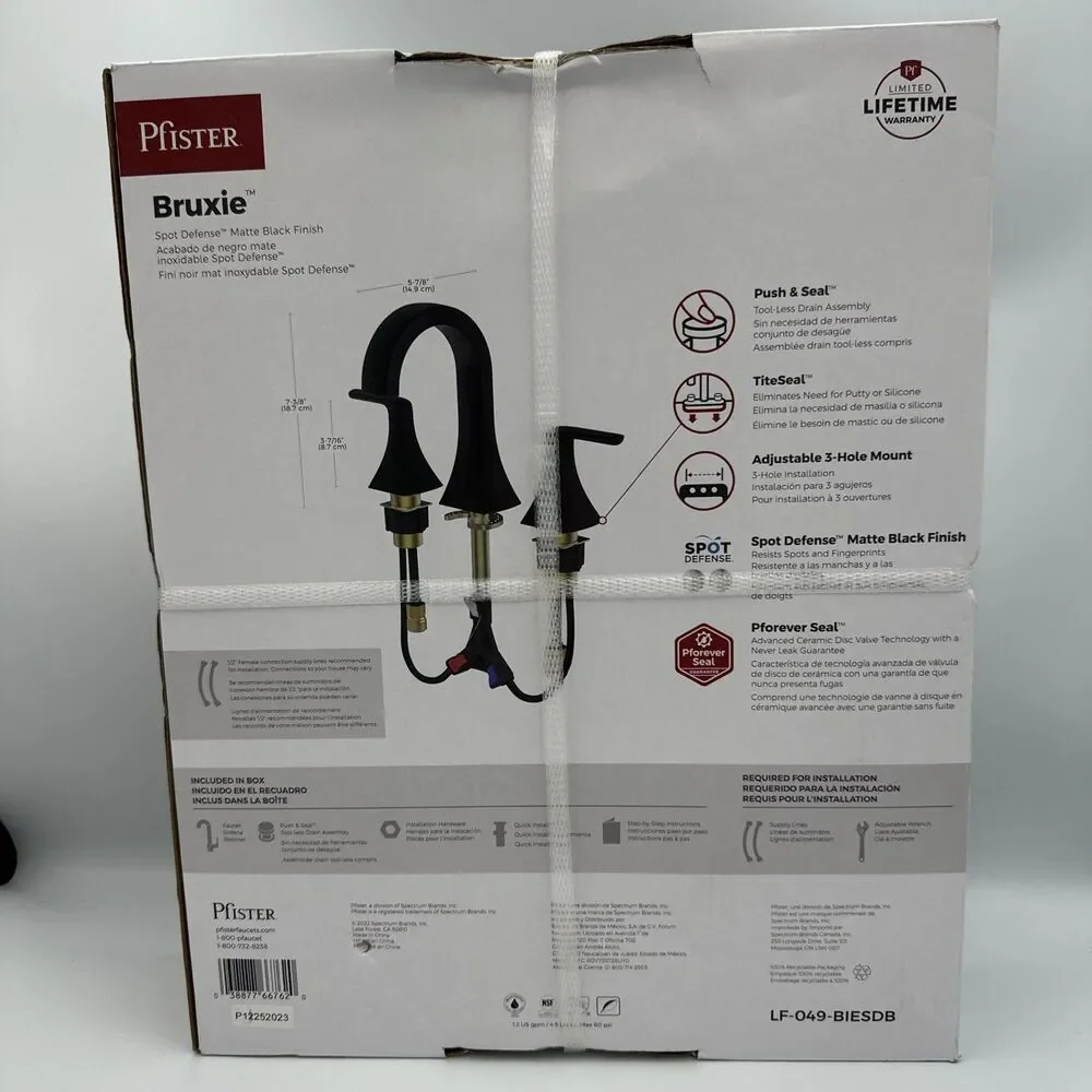 Pfister Bruxie Widespread Double Handle Bathroom Faucet in Matte Black Finish